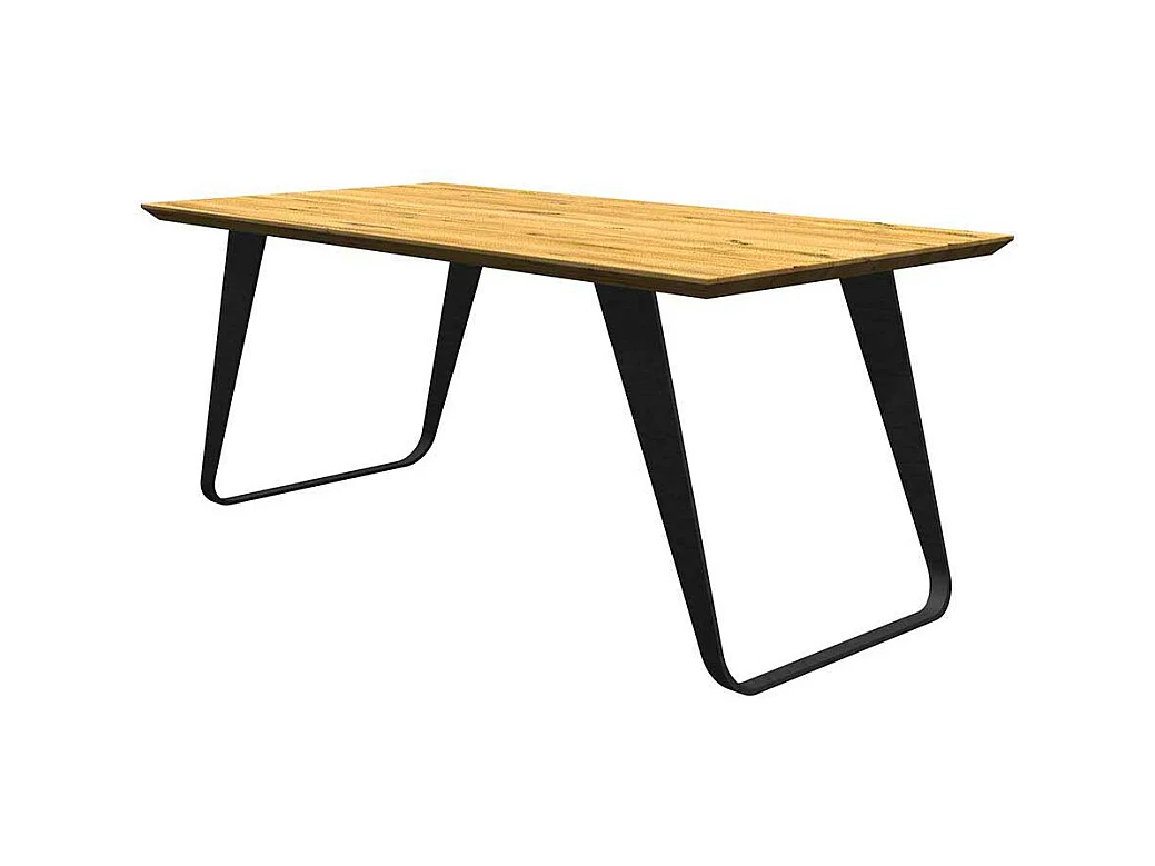 Tisch Massivholz Eiche und Metall in modernem Design Schweizer Kante