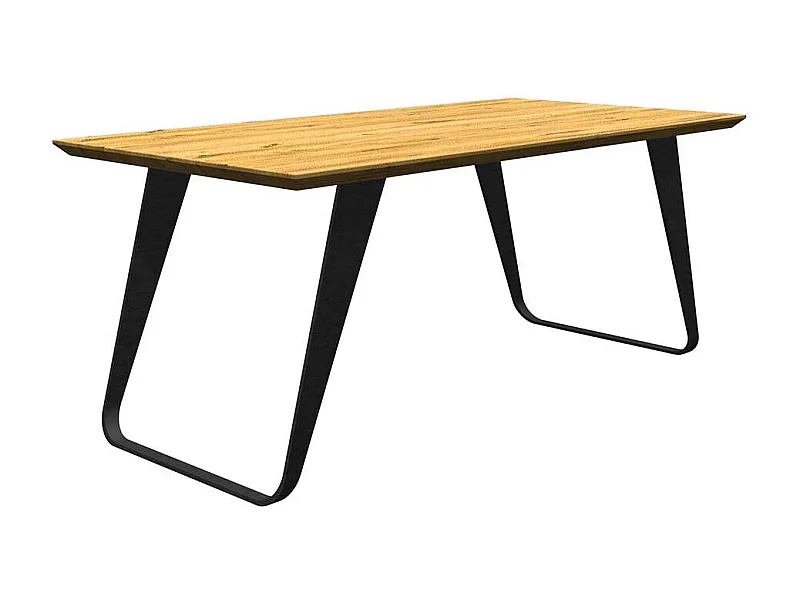 Tisch Massivholz Eiche und Metall in modernem Design Schweizer Kante