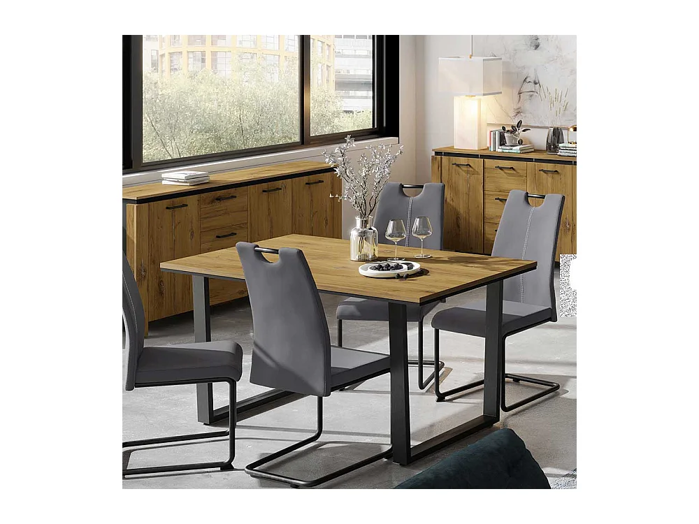 Moderner Tisch Loft Stil in Zinneichefarben und Schwarz 160 cm breit