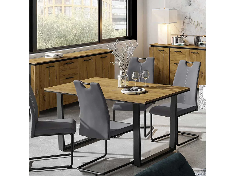 Moderner Tisch Loft Stil in Zinneichefarben und Schwarz 160 cm breit