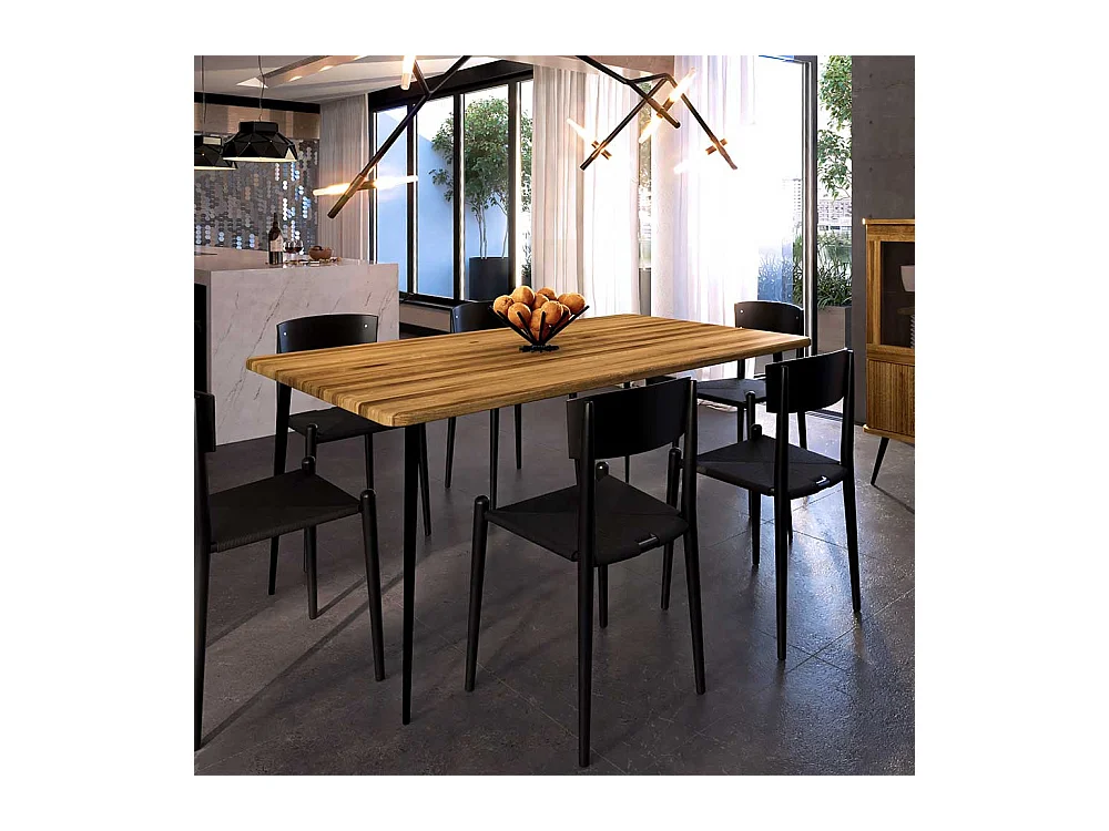 Hochwertiger Esszimmertisch aus Wildeiche Massivholz Stahl