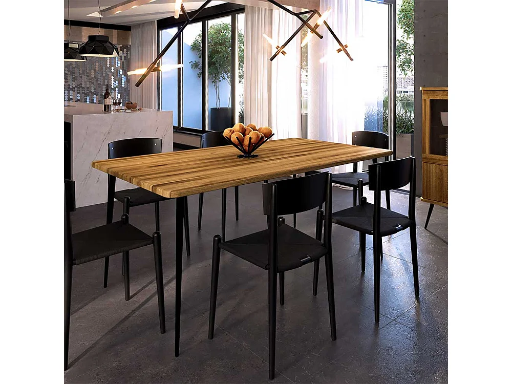 Hochwertiger Esszimmertisch aus Wildeiche Massivholz Stahl