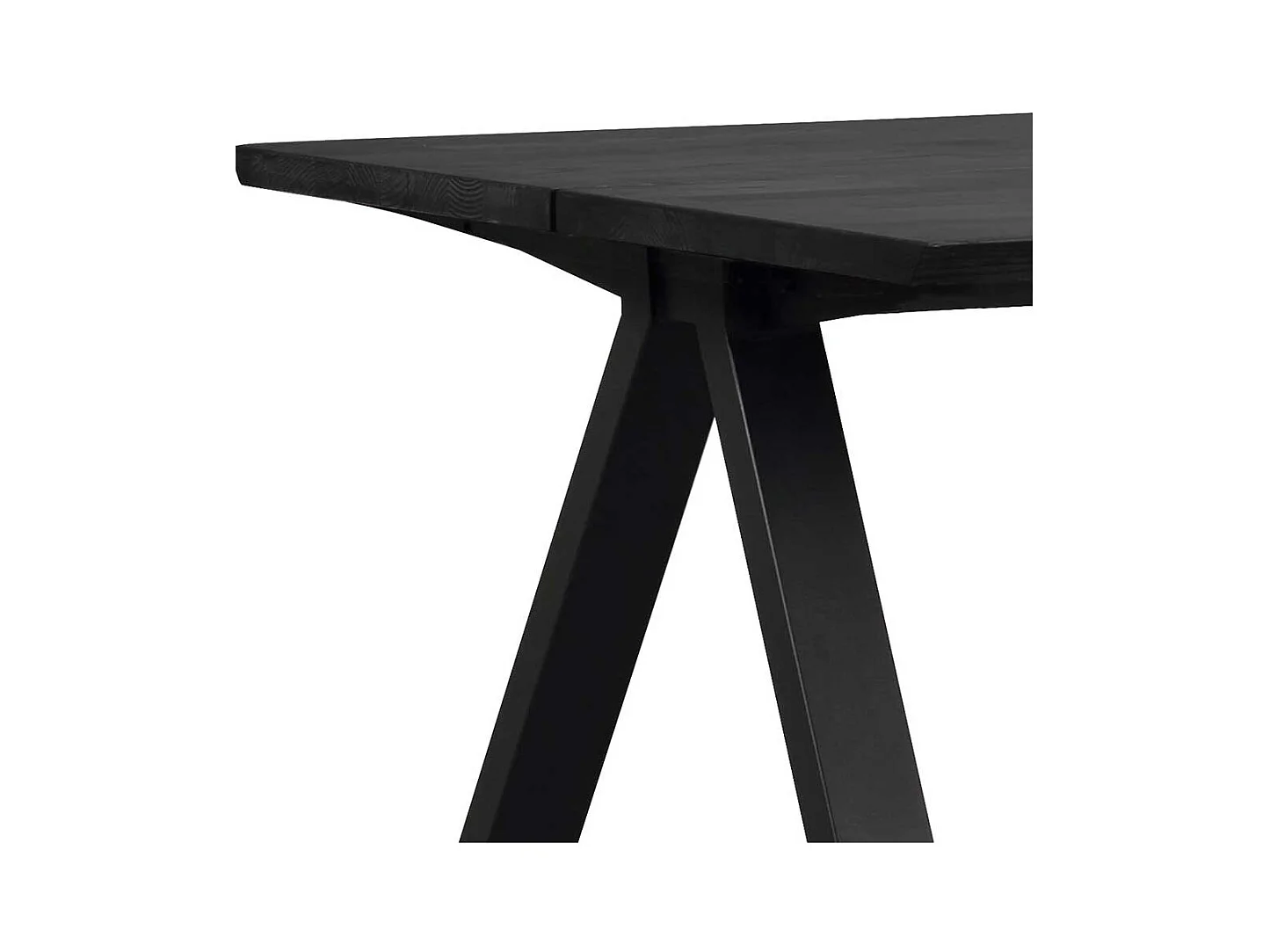 Schwarzer Esszimmertisch aus Eiche Massivholz Metall