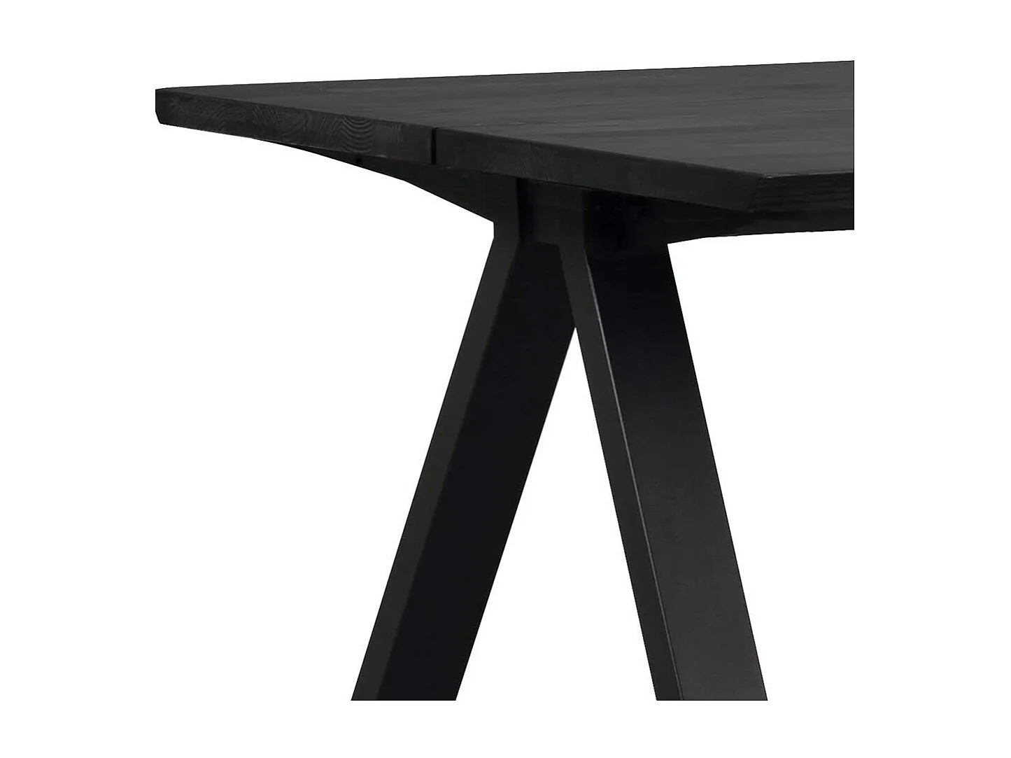 Schwarzer Esszimmertisch aus Eiche Massivholz Metall