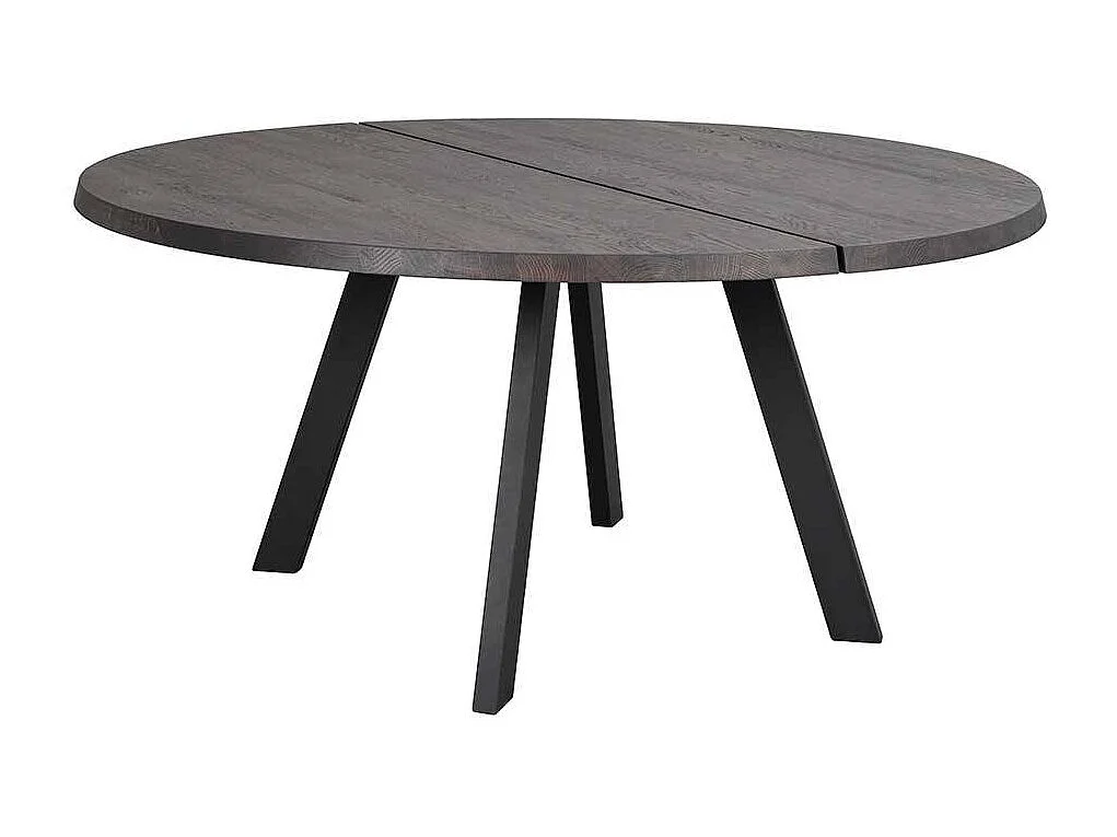 Runder Holztisch mit Esche Rauchfarben Tischplatte Vierfußgestell