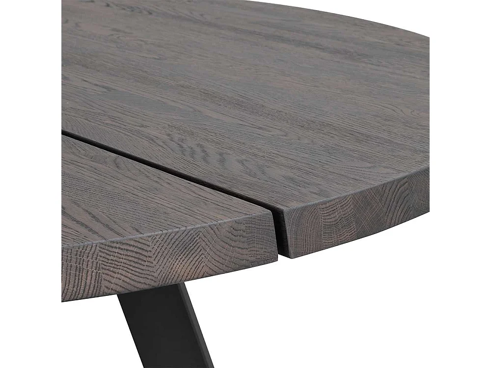 Runder Holztisch mit Esche Rauchfarben Tischplatte Vierfußgestell