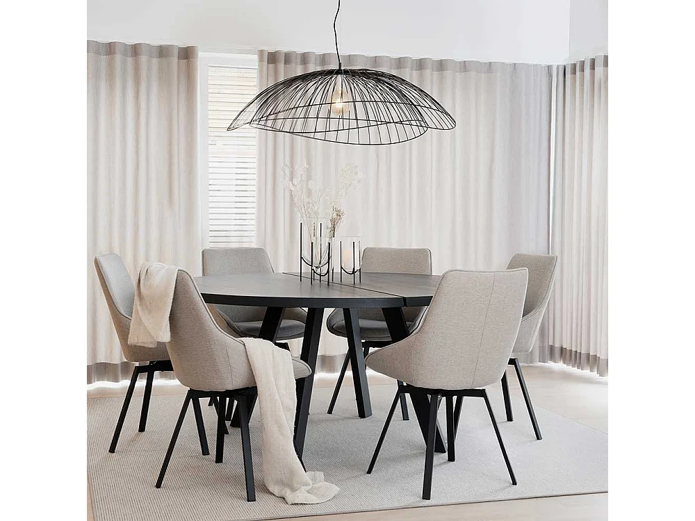 Runder Holztisch mit Esche Rauchfarben Tischplatte Vierfußgestell