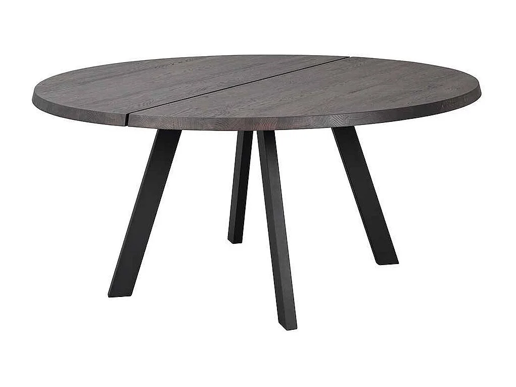 Runder Holztisch mit Esche Rauchfarben Tischplatte Vierfußgestell