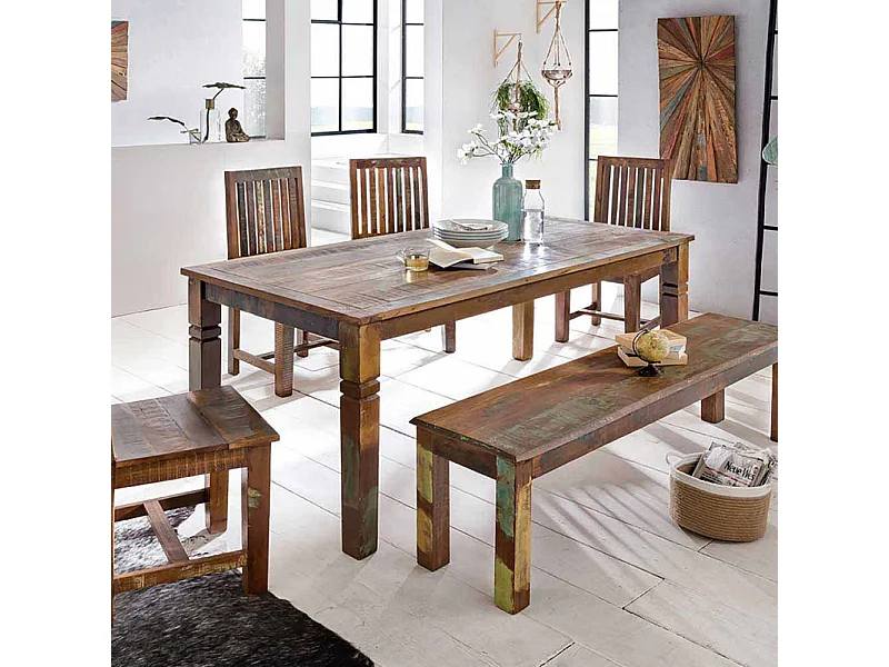 Esszimmertisch in Bunt Braun Shabby Chic