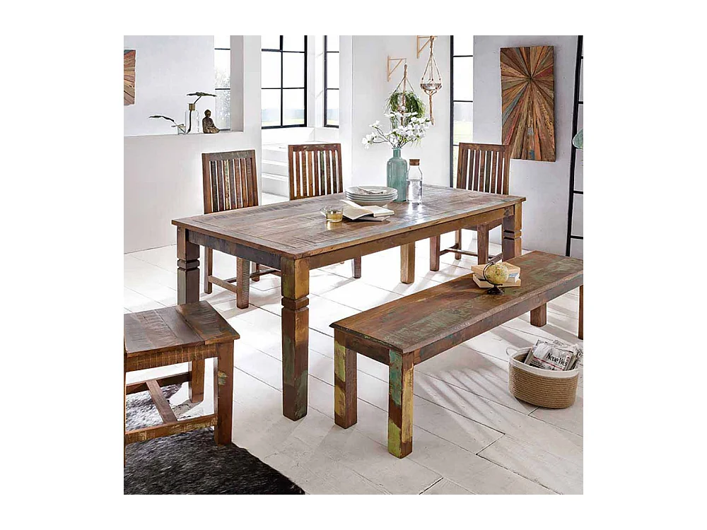 Esszimmertisch in Bunt Braun Shabby Chic