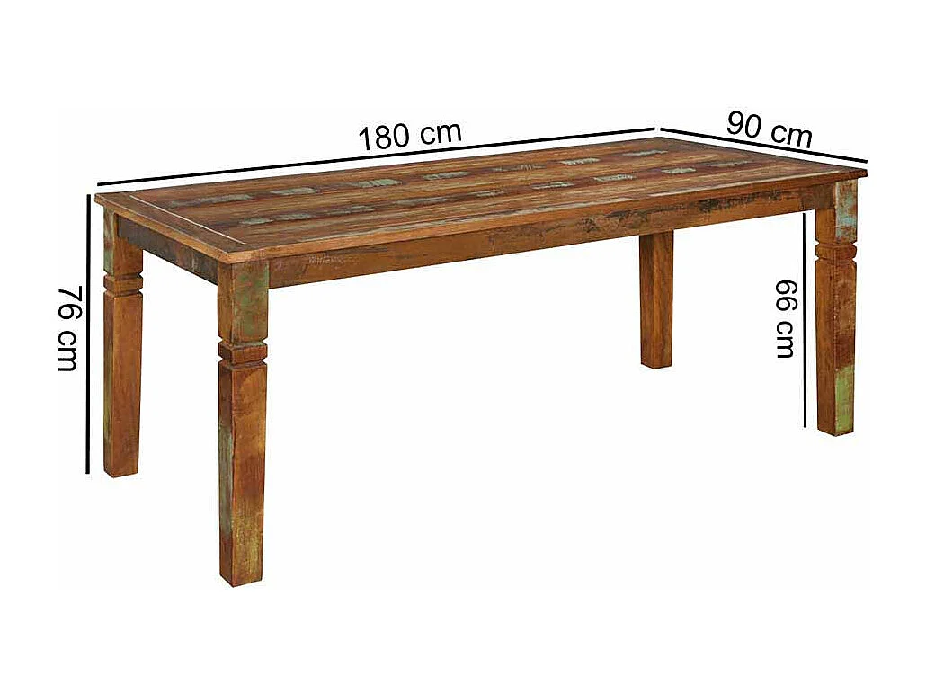 Esszimmertisch in Bunt Braun Shabby Chic