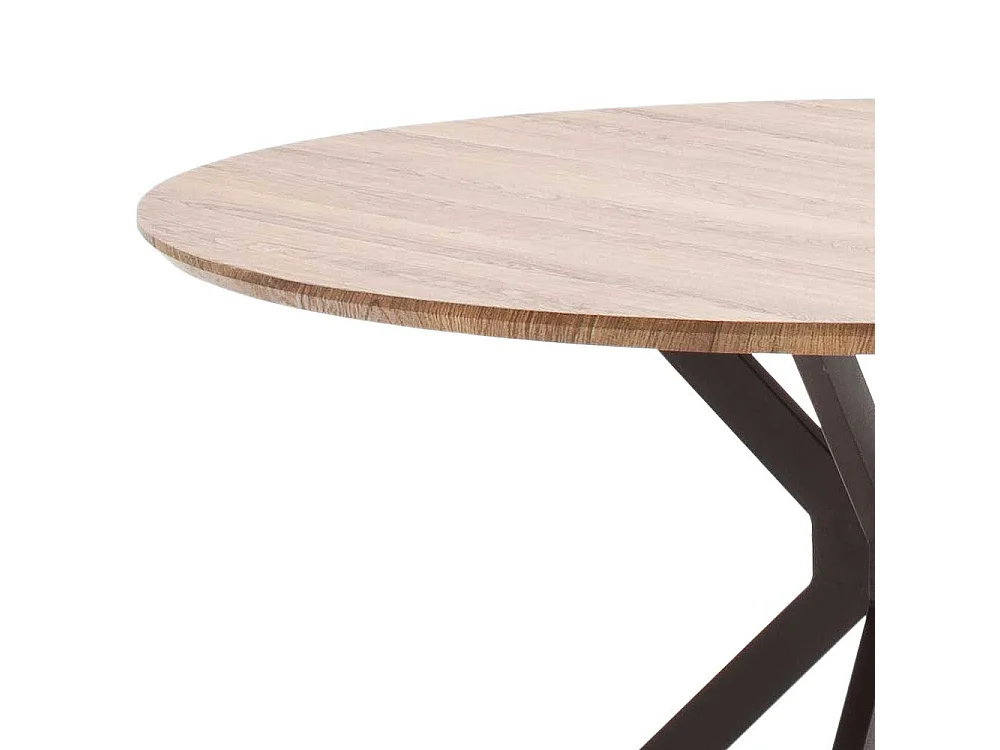 Runder Küchentisch in Wildeichefarben und Anthrazit 120 cm Durchmesser