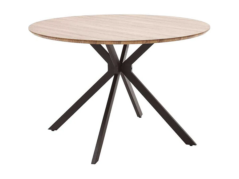 Runder Küchentisch in Wildeichefarben und Anthrazit 120 cm Durchmesser