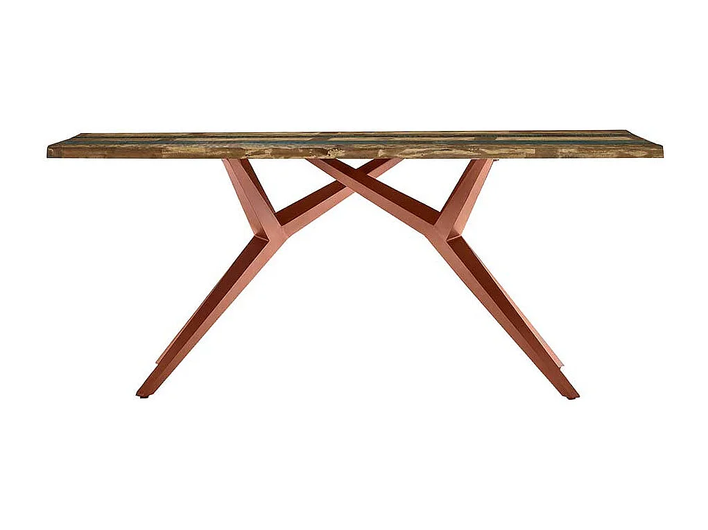 Esstisch aus Recyclingholz Bunt und Antikbraun