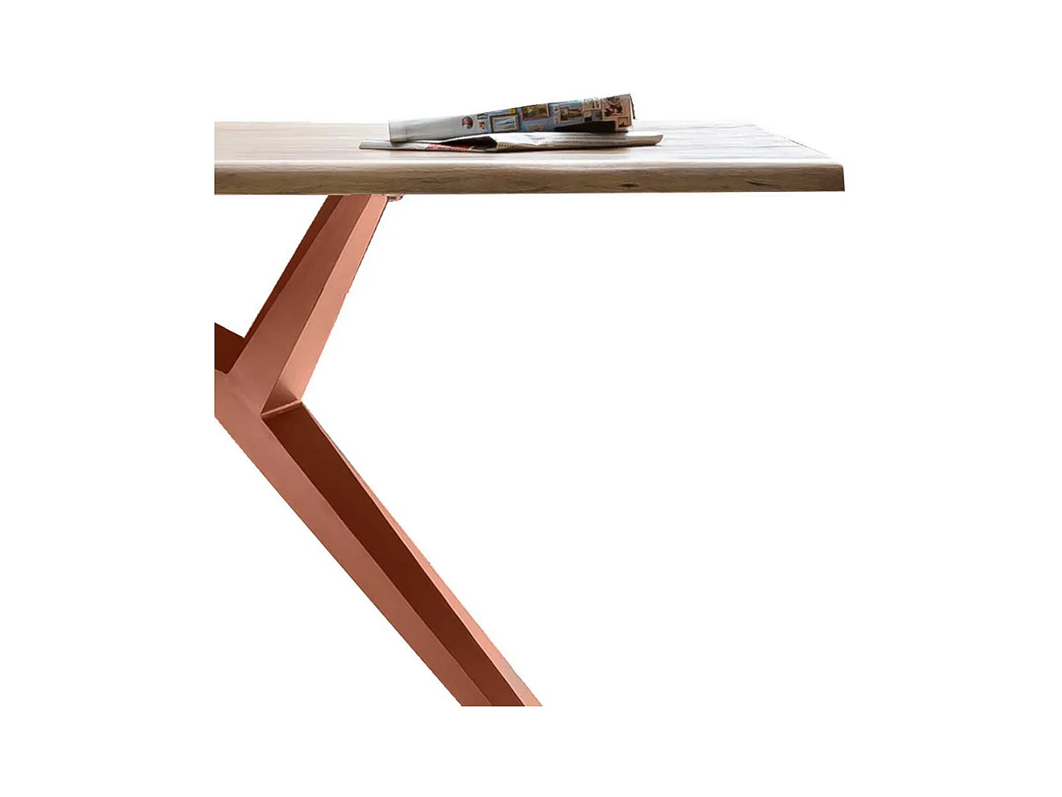 Design Esstisch aus Akazie Massivholz Eisen 4-Fußgestell in Braun