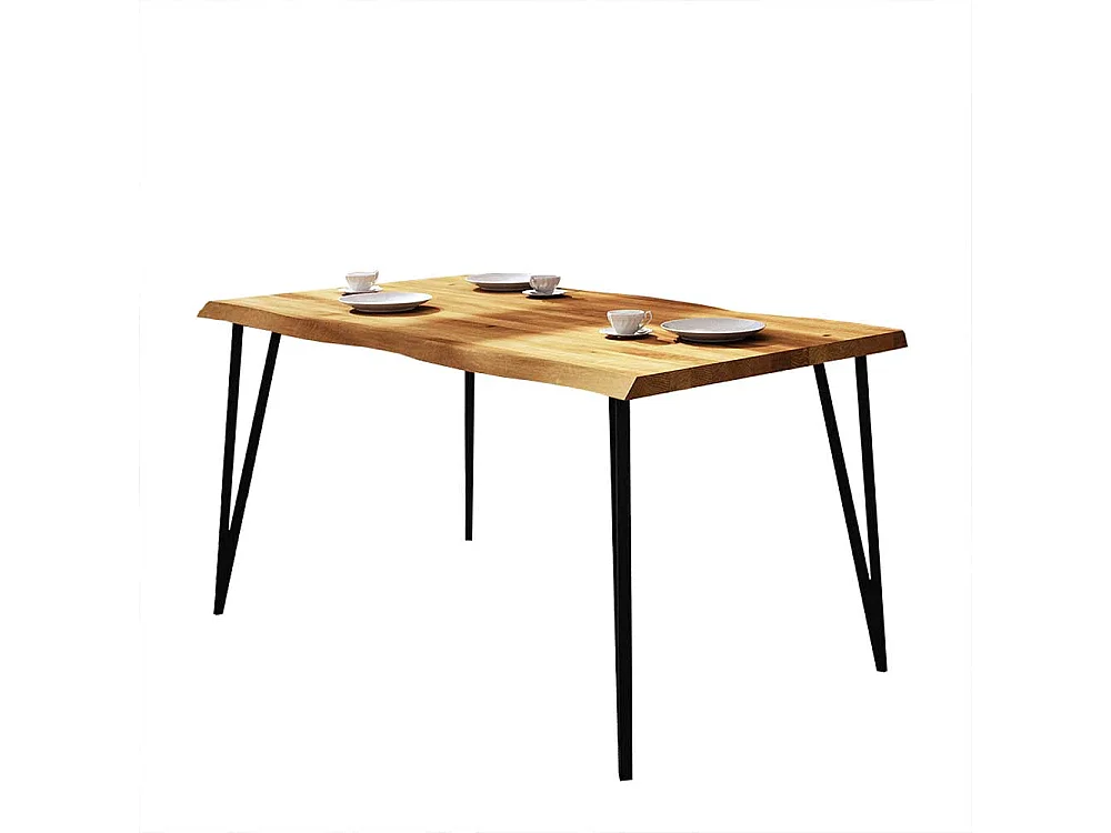 Küchentisch aus Wildeiche Massivholz und Stahl Loft Design