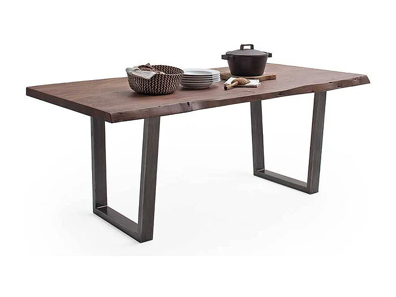 Esstisch Massivholztisch mit natürlicher Baumkante aus Akazie Massivholz