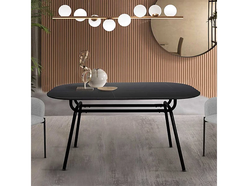 Esszimmer Tisch modern mit Steinplatte ovale Form