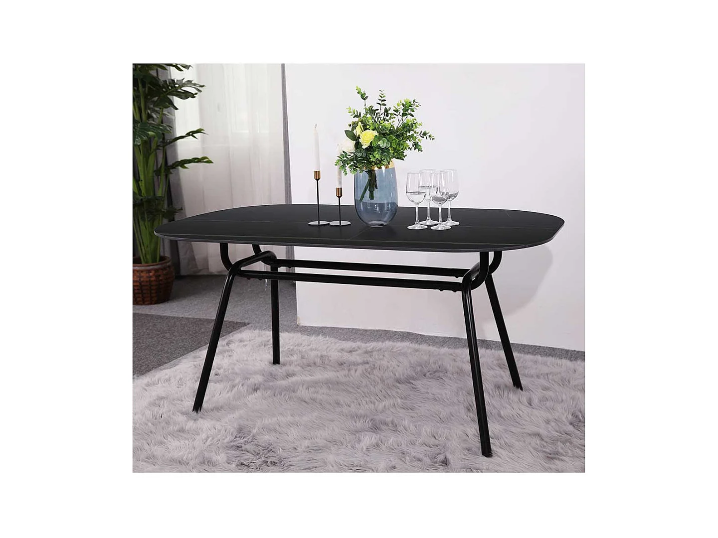 Esszimmer Tisch modern mit Steinplatte ovale Form