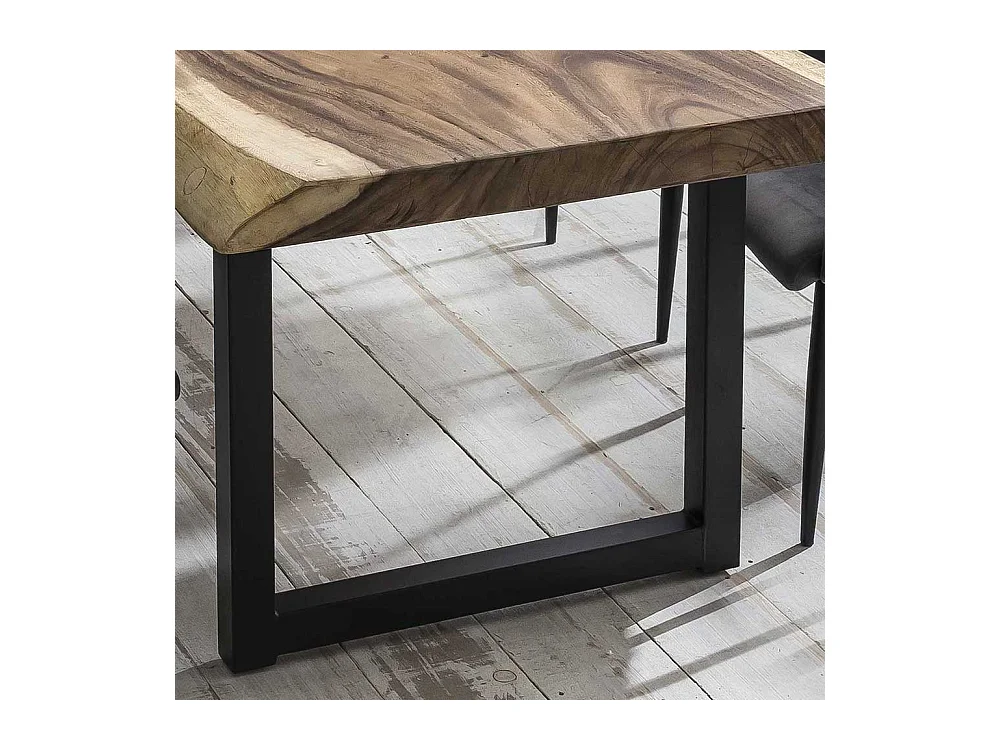 Baumkanten Tisch aus Suar Massivholz und Stahl Loft Design