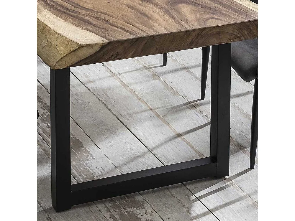 Baumkanten Tisch aus Suar Massivholz und Stahl Loft Design