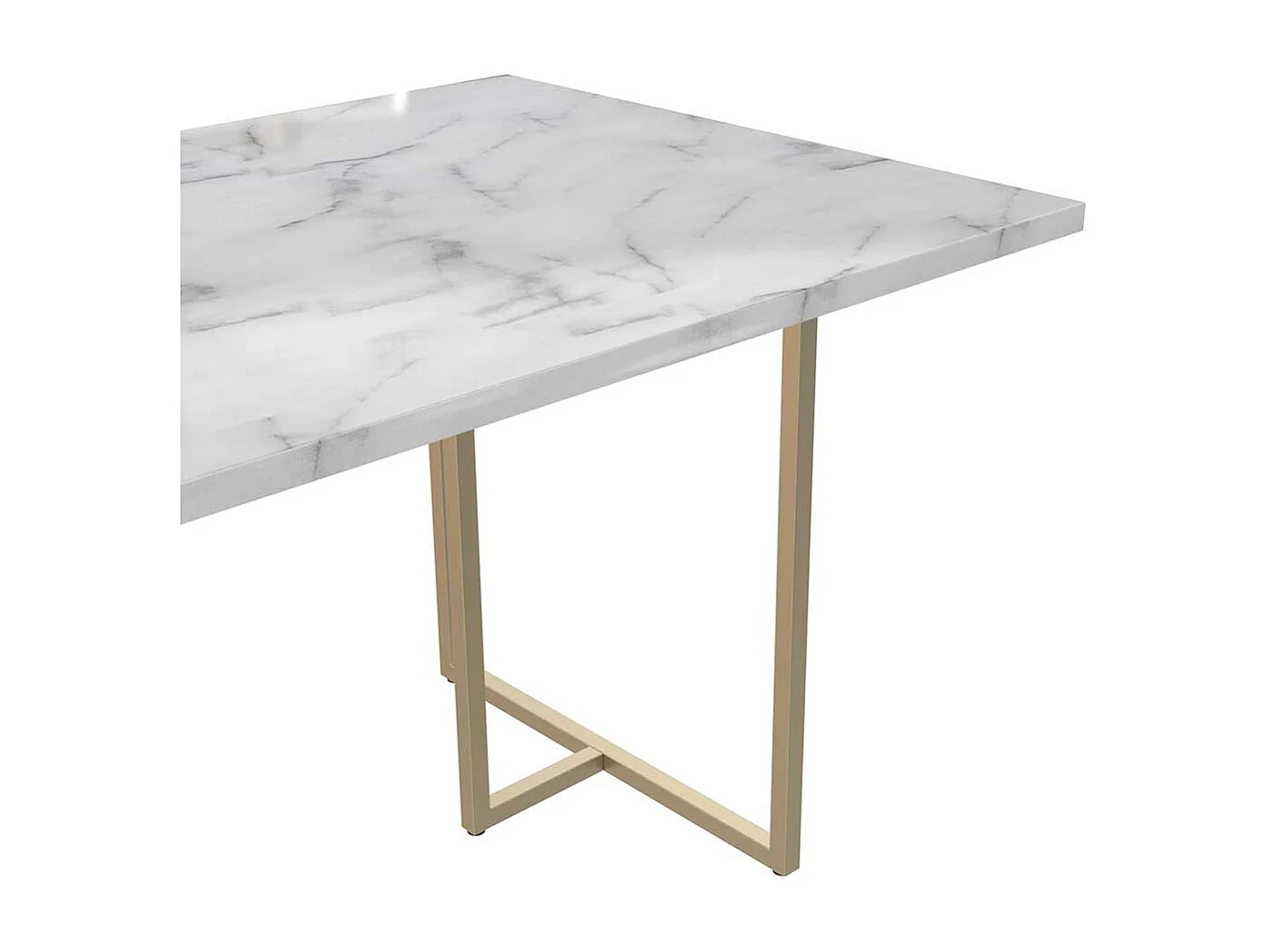 Tisch Esszimmer modern in Weiß und Gold Metall Bügelgestell
