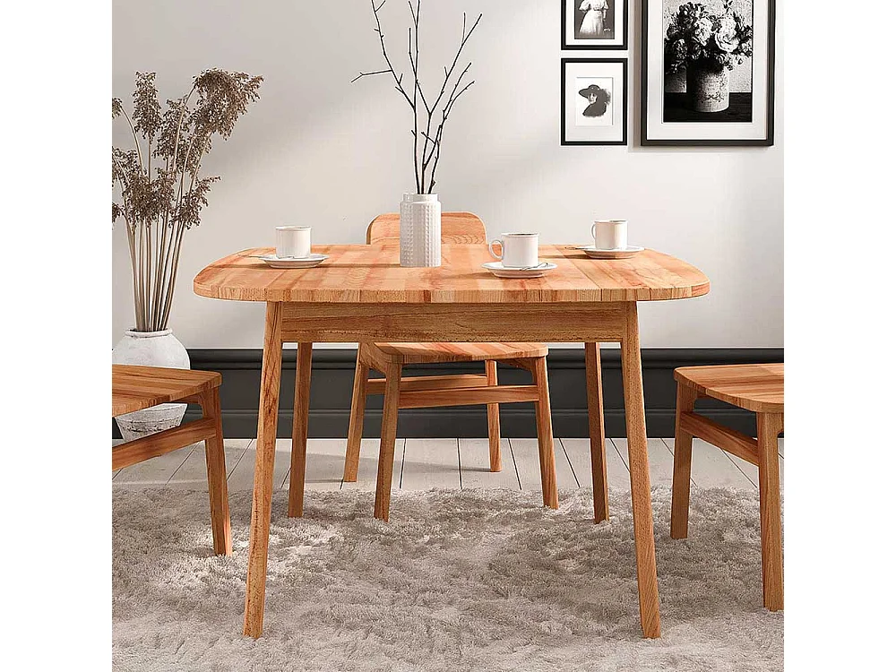 Esstisch Holztisch mit Massivholzplatte und Vierfußgestell