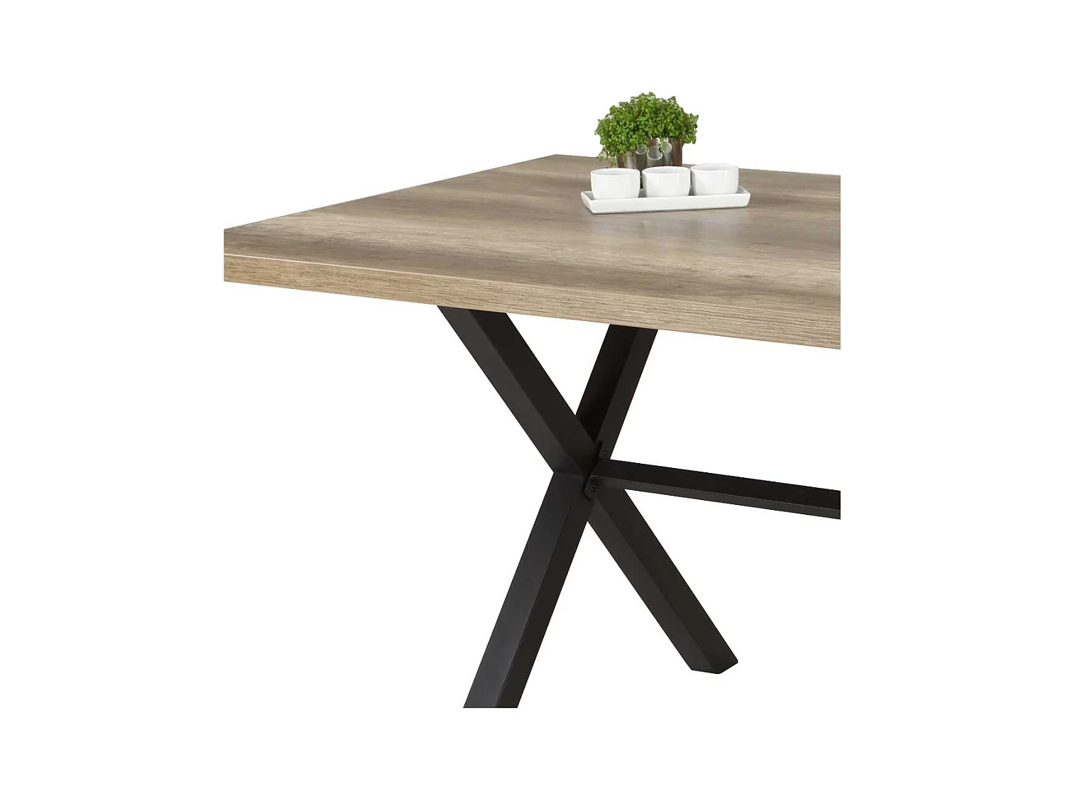 Esszimmertisch in Wildeiche Anthrazit X Füße