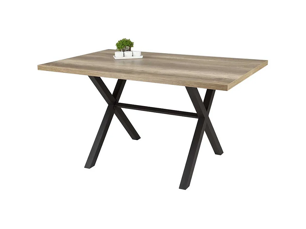 Esszimmertisch in Wildeiche Anthrazit X Füße