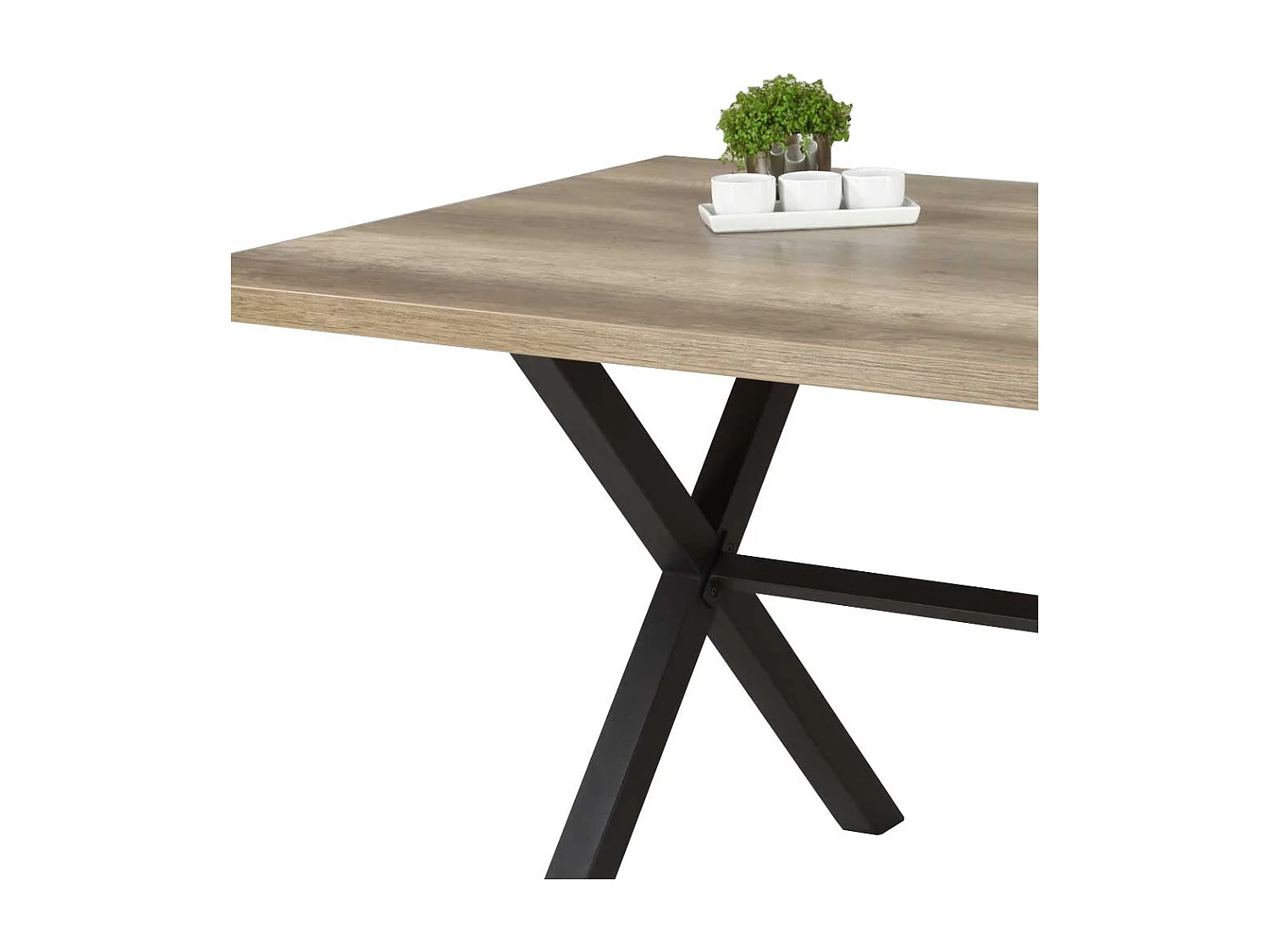 Esszimmertisch in Wildeiche Anthrazit X Füße