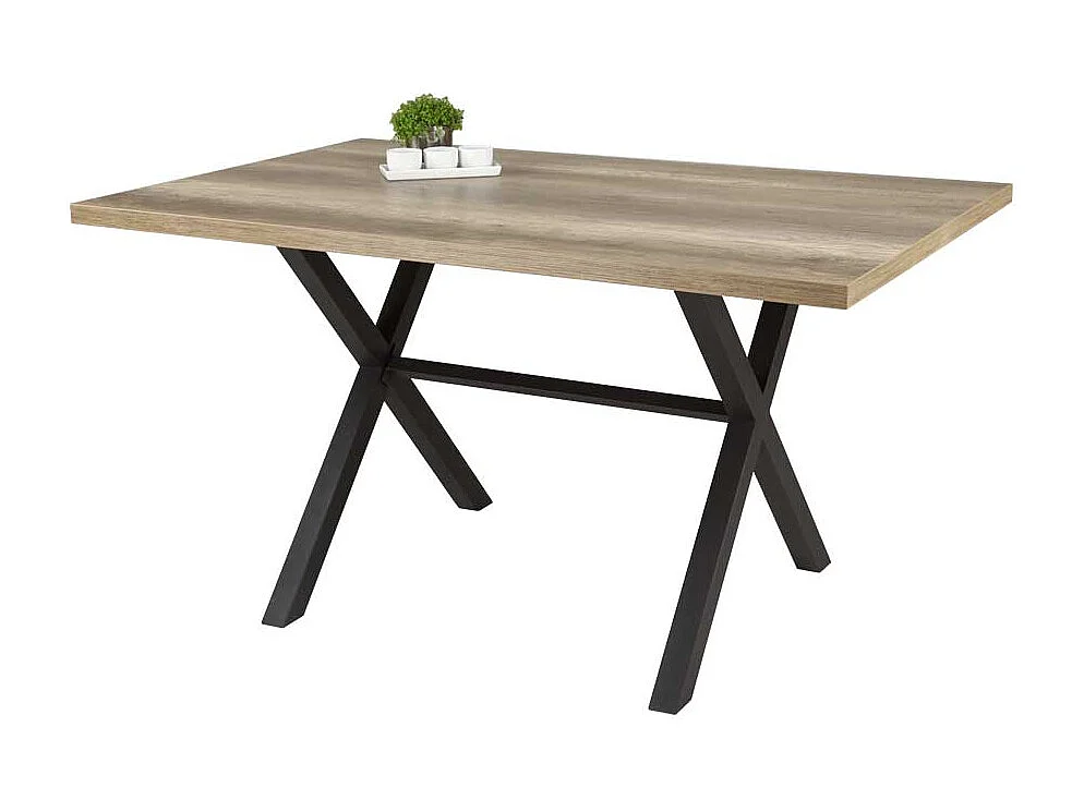 Esszimmertisch in Wildeiche Anthrazit X Füße