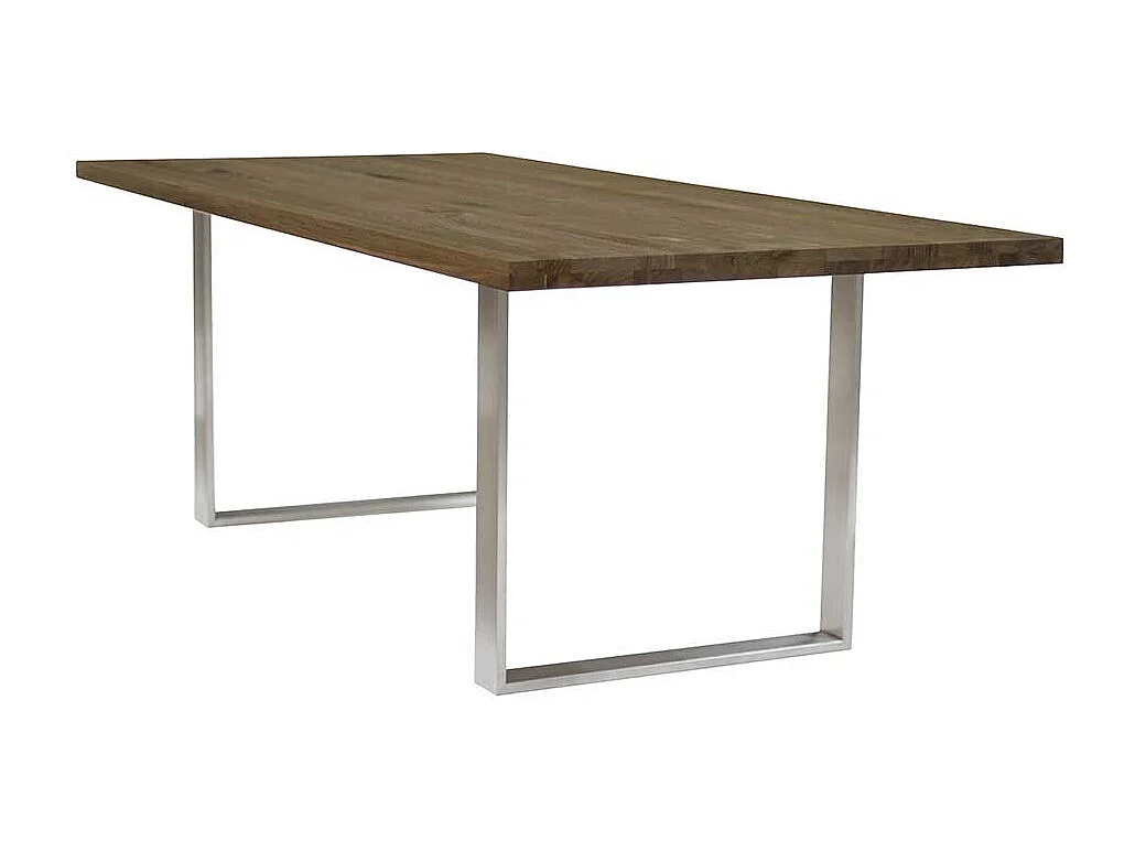 Esszimmer Tisch aus Eiche Massivholz und Edelstahl 75 cm hoch