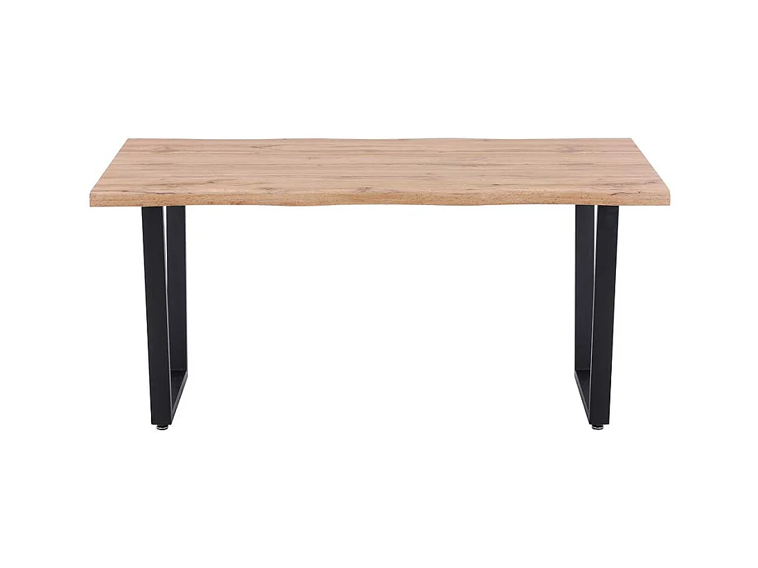 K�chentisch in Wildeichefarben und Schwarz 160 cm breit