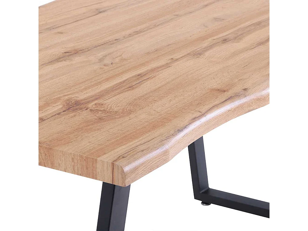 K�chentisch in Wildeichefarben und Schwarz 160 cm breit