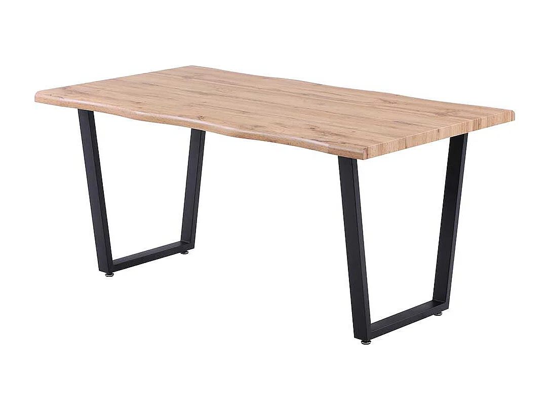 K�chentisch in Wildeichefarben und Schwarz 160 cm breit