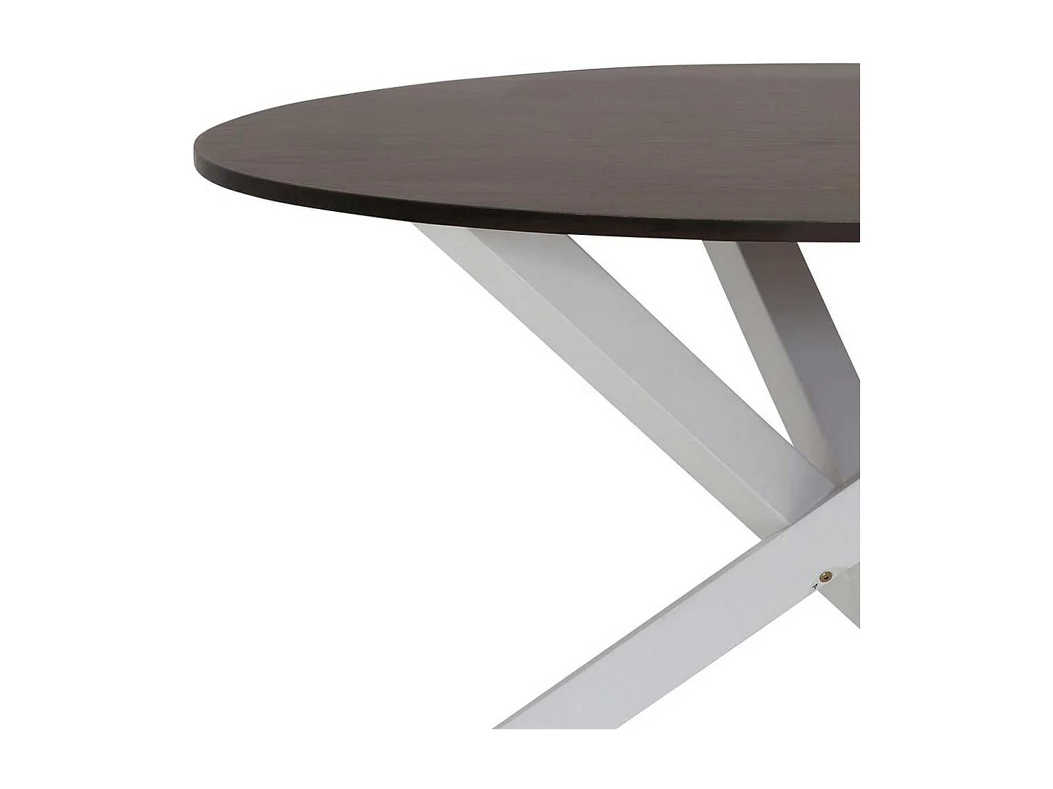 Runder Esszimmertisch in Weiß und Eiche dunkel Dreibeingestell