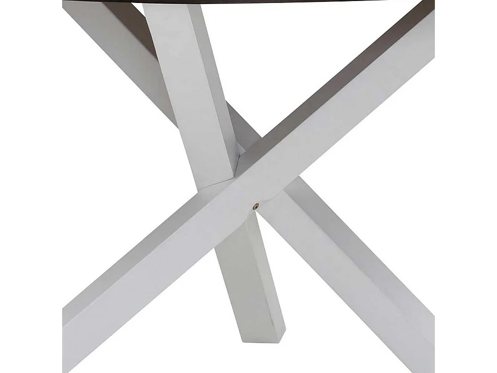 Runder Esszimmertisch in Weiß und Eiche dunkel Dreibeingestell