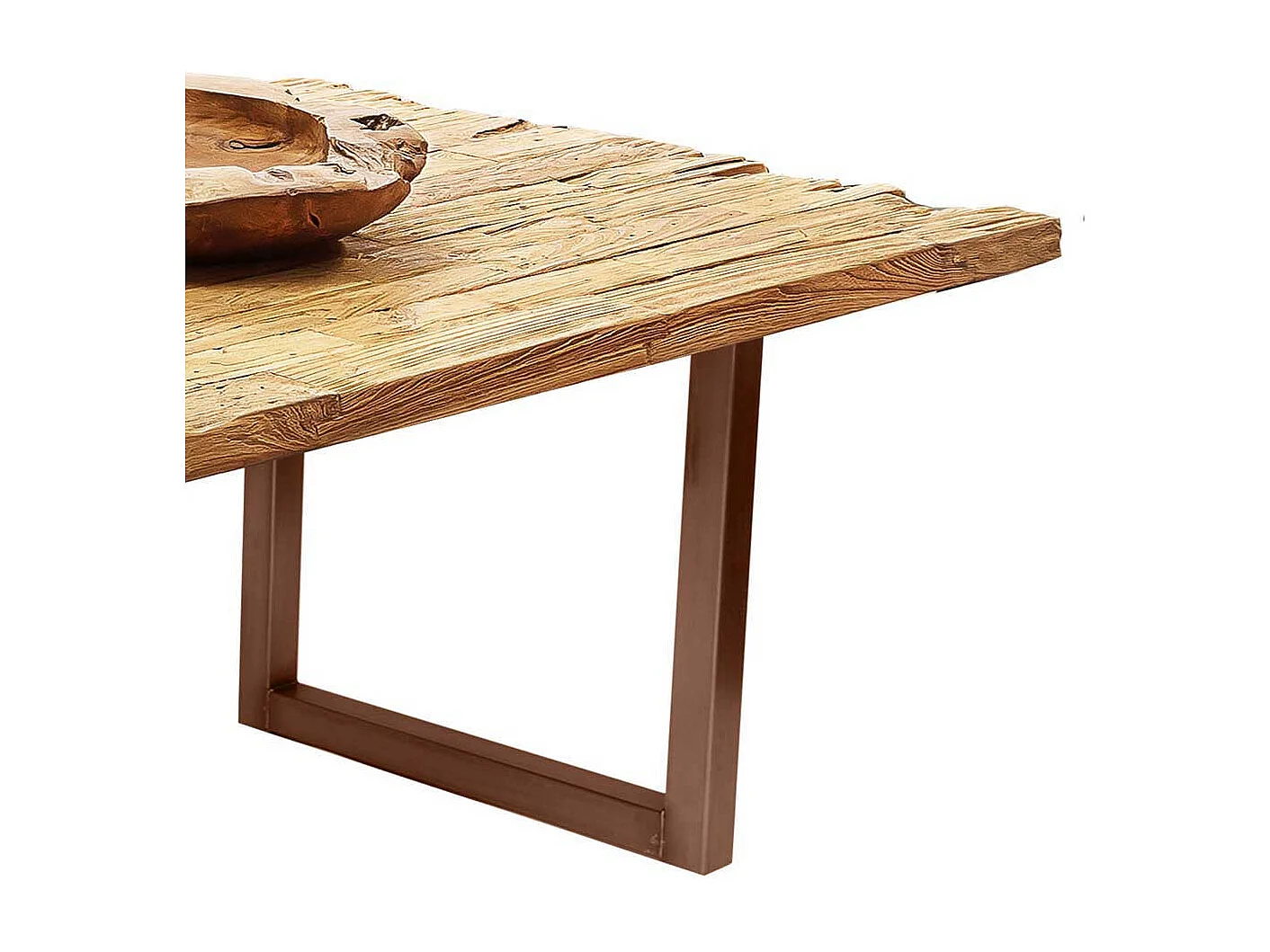 Küchentisch Recyclingholz aus Teak Metallbügelgestell Braun