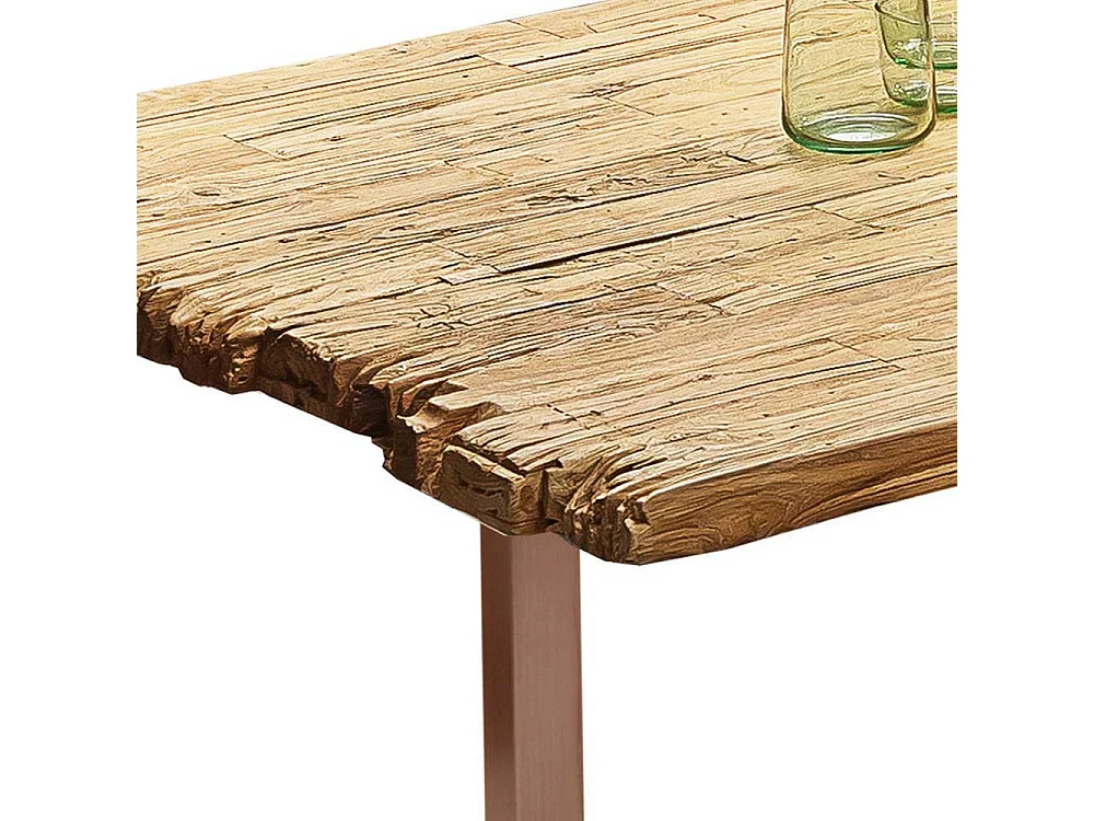 Küchentisch Recyclingholz aus Teak Metallbügelgestell Braun