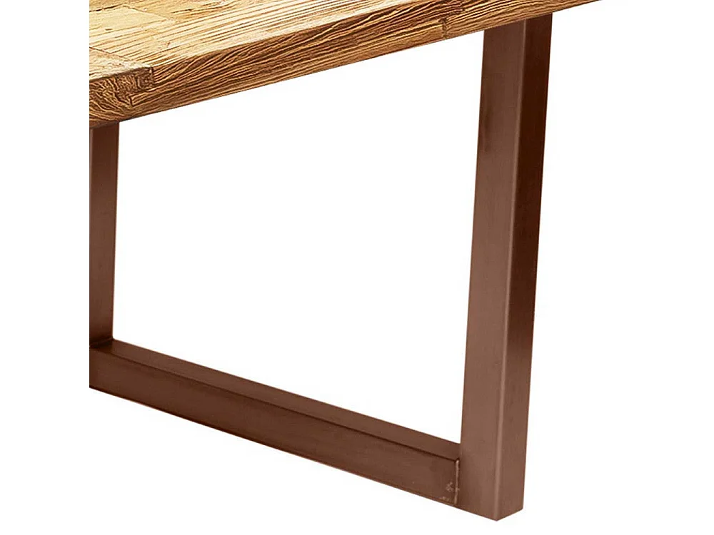 Küchentisch Recyclingholz aus Teak Metallbügelgestell Braun