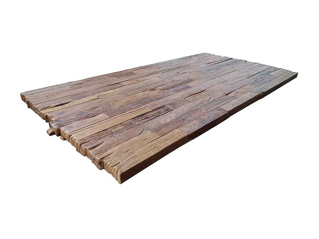 Küchentisch Recyclingholz aus Teak Metallbügelgestell Braun