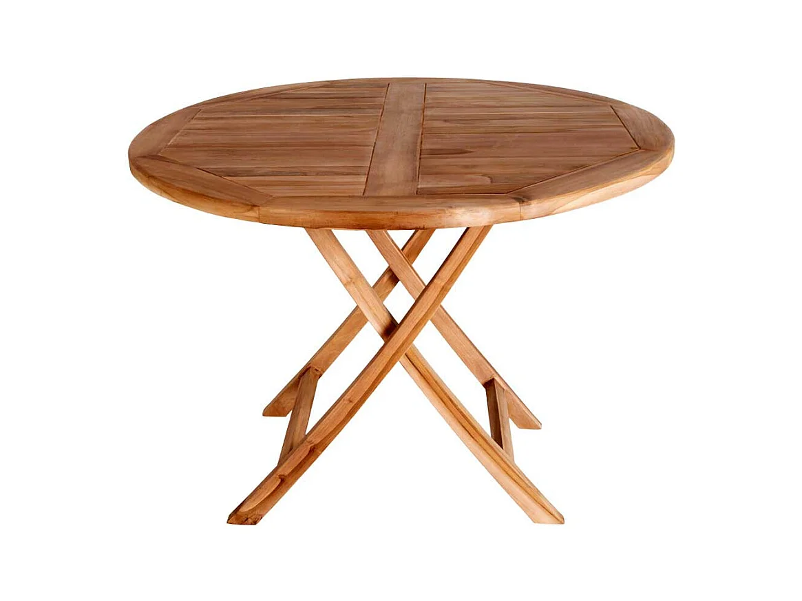 Garten Klapptisch aus Teak Massivholz rund