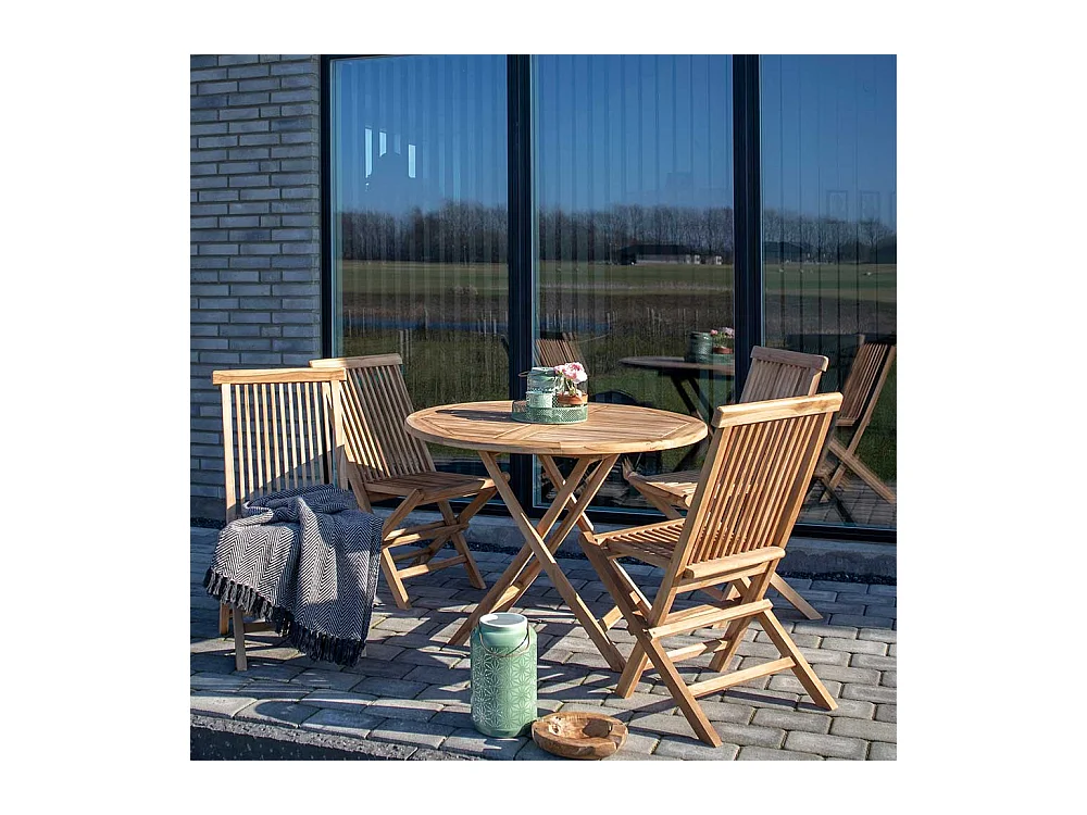 Garten Klapptisch aus Teak Massivholz rund