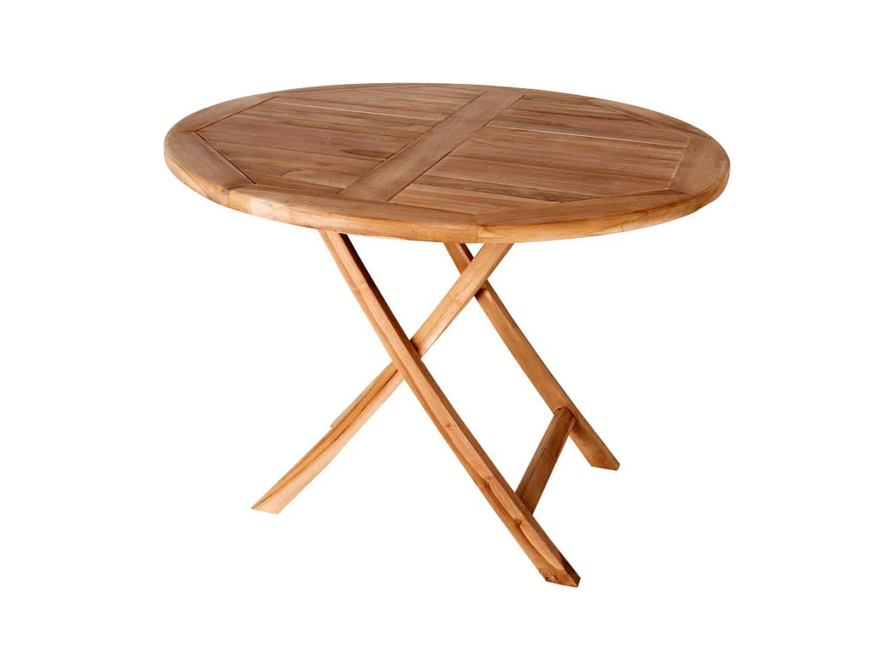 Garten Klapptisch aus Teak Massivholz rund