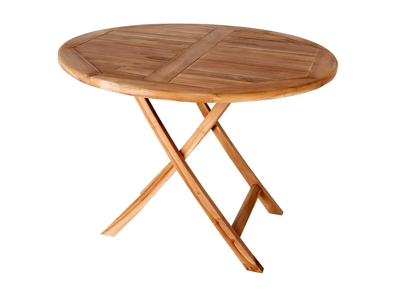 Garten Klapptisch aus Teak Massivholz rund