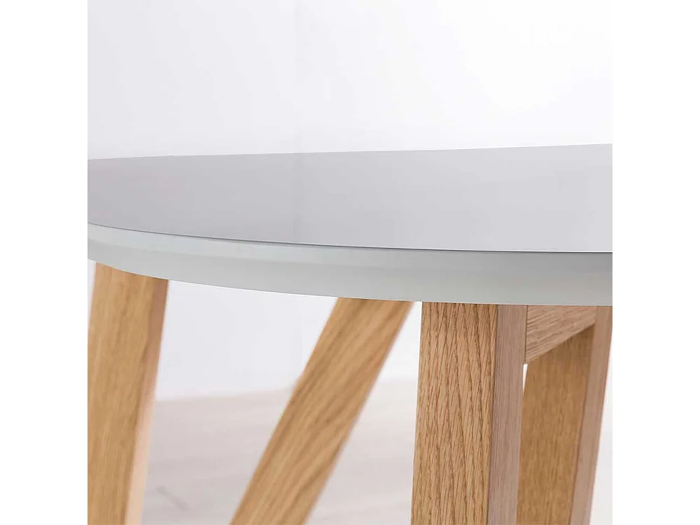 Ovaler Esszimmertisch in Grau 4-Fußgestell aus Eichenholz