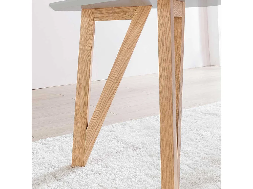 Ovaler Esszimmertisch in Grau 4-Fußgestell aus Eichenholz