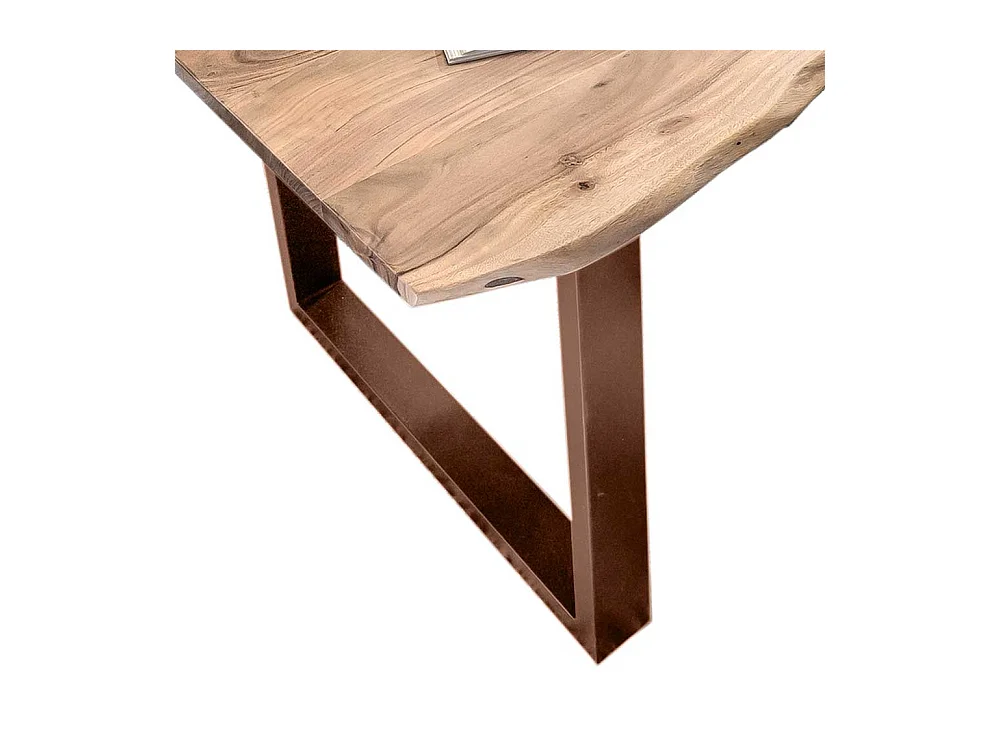 Unikater Tisch aus Akazie Massivholz & Metall Baumkante