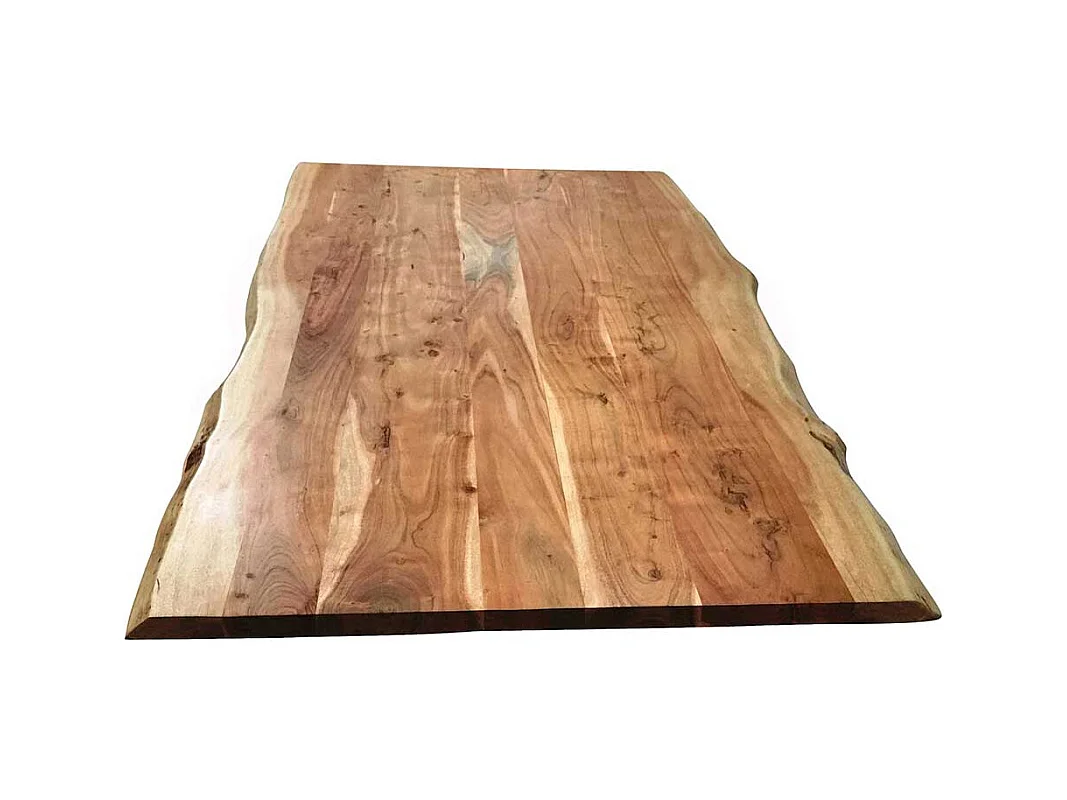 Unikater Tisch aus Akazie Massivholz & Metall Baumkante