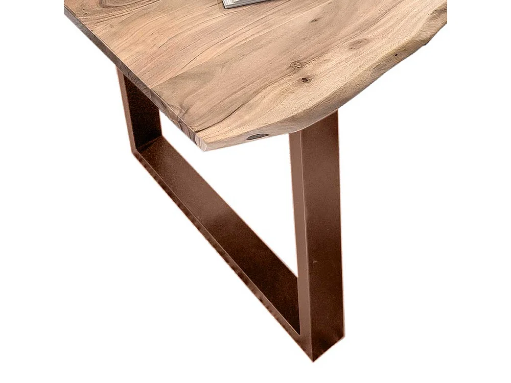 Unikater Tisch aus Akazie Massivholz & Metall Baumkante